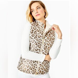 EEUC Lilly Pulitzer Gabriana gold and white leopard metallic vest size L